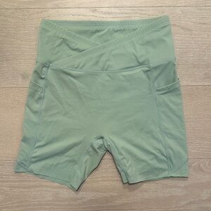 Mint Green High-Waisted Compression Shorts